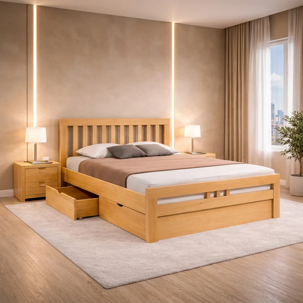 K8 bračni krevet sa fiokama i maskom