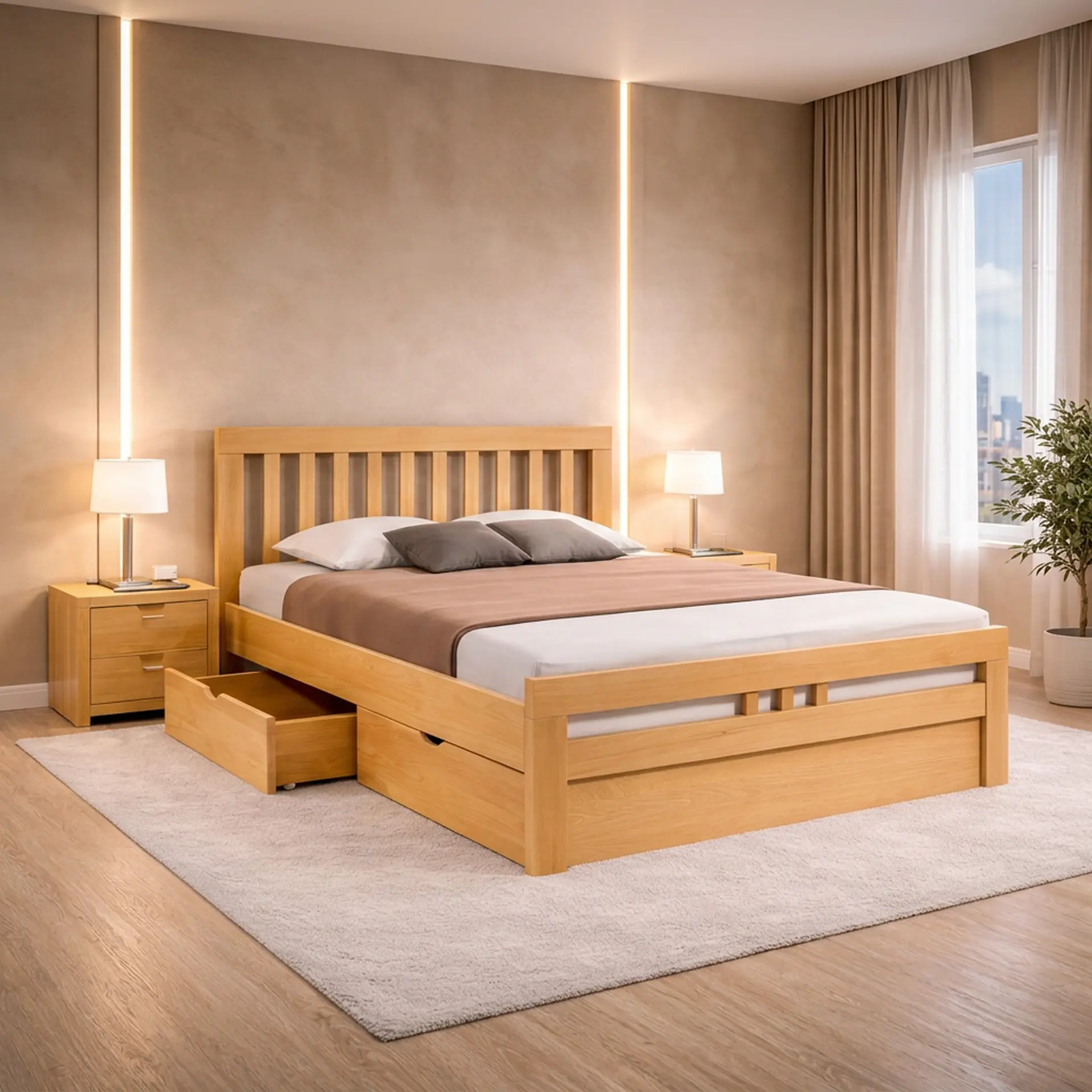 K8 bračni krevet sa fiokama i maskom