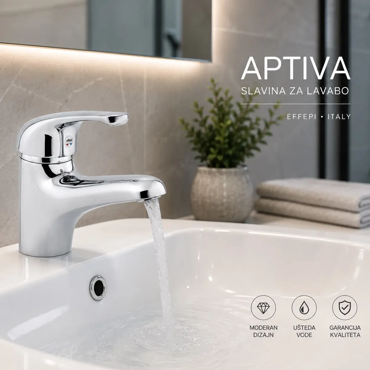 Slavina za lavabo APTIVA jednoručna – hrom 2